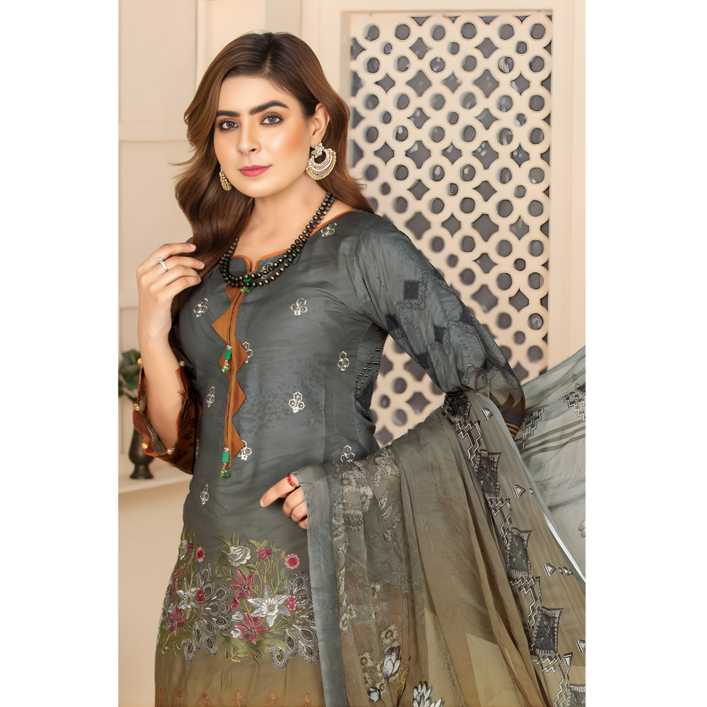 Dziris Smoky Teal Elegance Bamber Viscose 3-Piece Suit