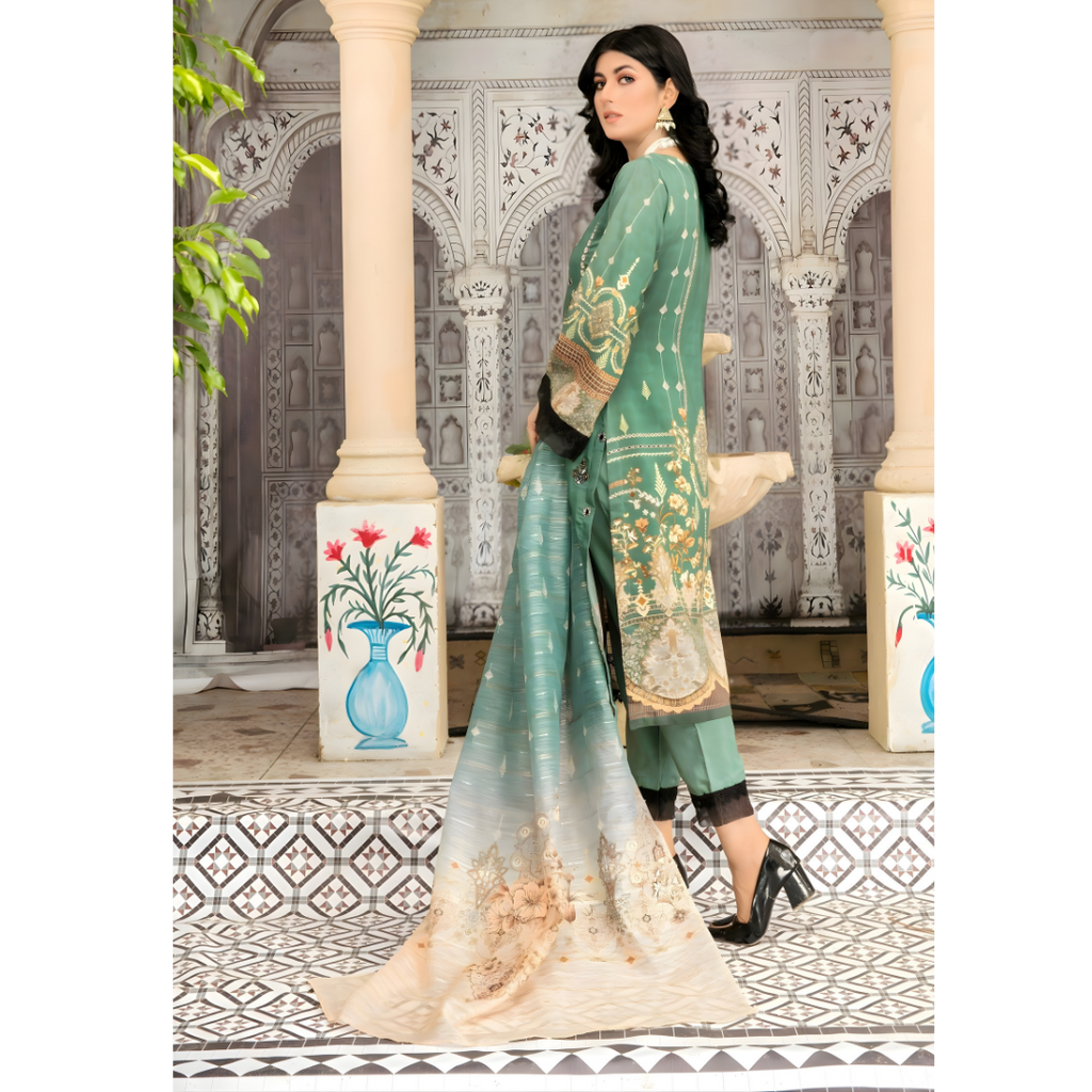 Dziris Emerald Digital Cotray Embroidered Unstitched 3-Piece Suit