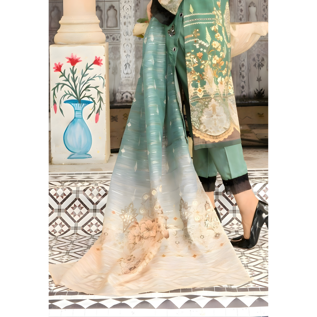 Dziris Emerald Digital Cotray Embroidered Unstitched 3-Piece Suit