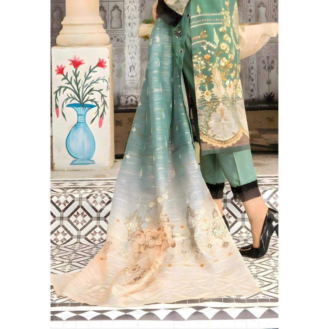 Dziris Emerald Digital Cotray Embroidered Unstitched 3-Piece Suit