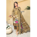 Dziris Olive Floral Digital Cotray Embroidered Unstitched 3-Piece Suit