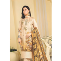 Dziris Golden Beige Digital Cotray Embroidered Unstitched 3-Piece Suit