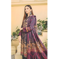 Dziris Plum Gold Digital Cotray Embroidered Unstitched 3-Piece Suit