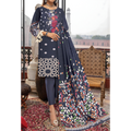 Dziris Midnight Bloom Digital Khaddar 3-Piece Suit