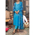 Dziris Azure Charm Digital Khaddar 3-Piece Suit