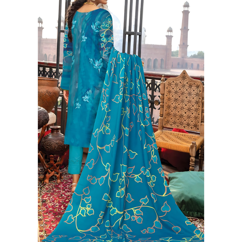 Dziris Azure Charm Digital Khaddar 3-Piece Suit