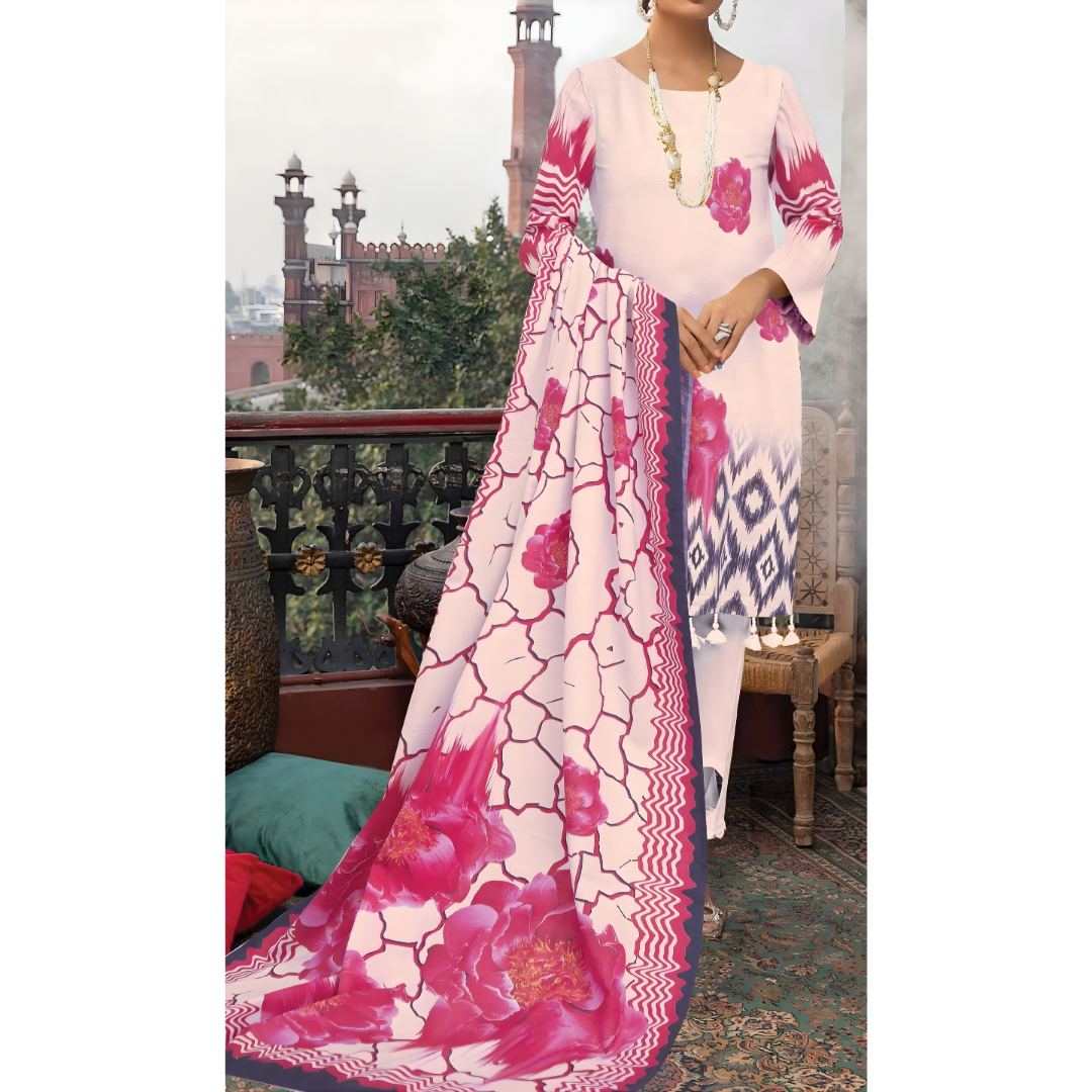 Dziris Blush Harmony Digital Khaddar 3-Piece Suit