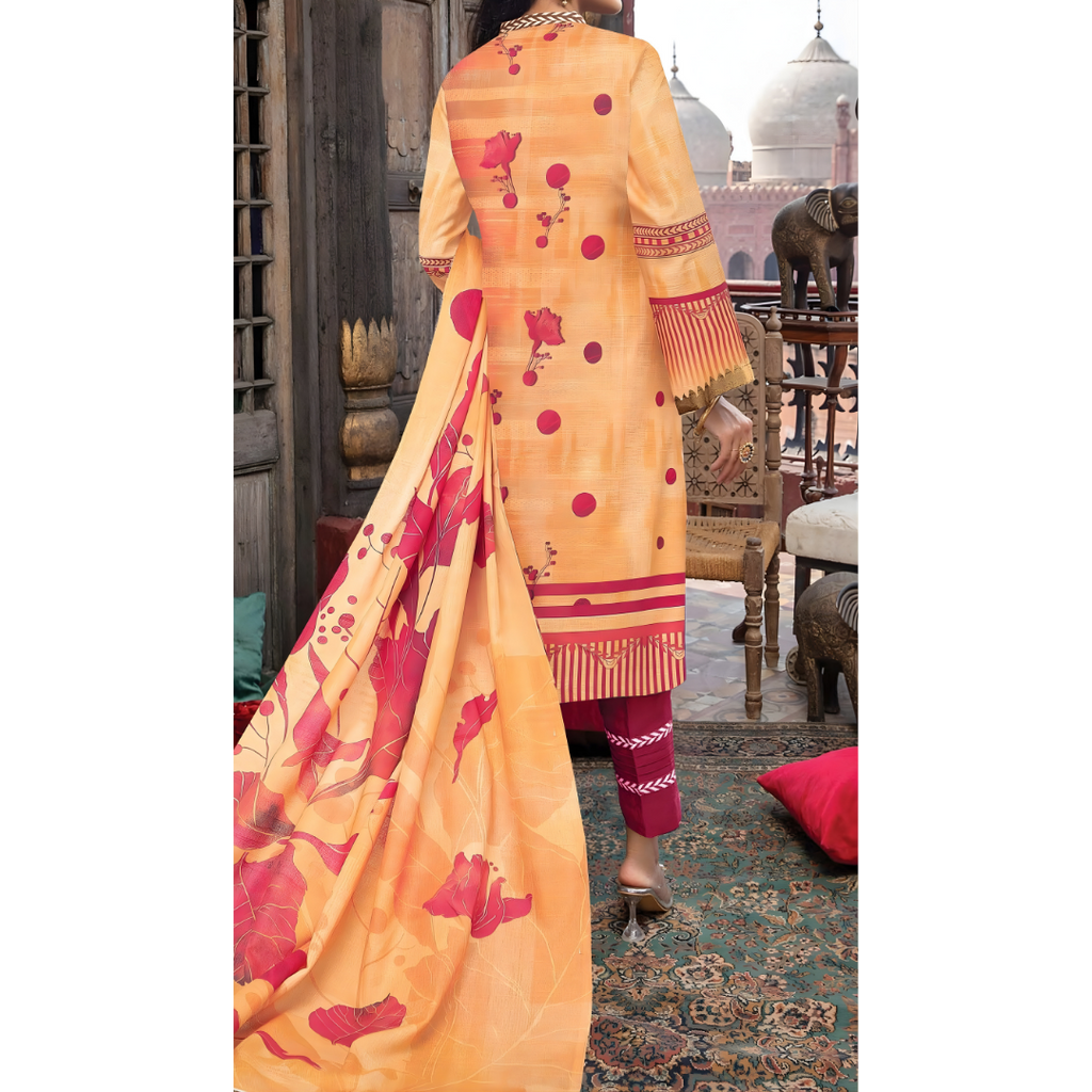 Dziris Autumn Ember Digital Khaddar 3-Piece Suit