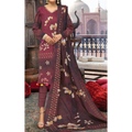 Dziris Maroon Blossom Digital Khaddar 3-Piece Suit
