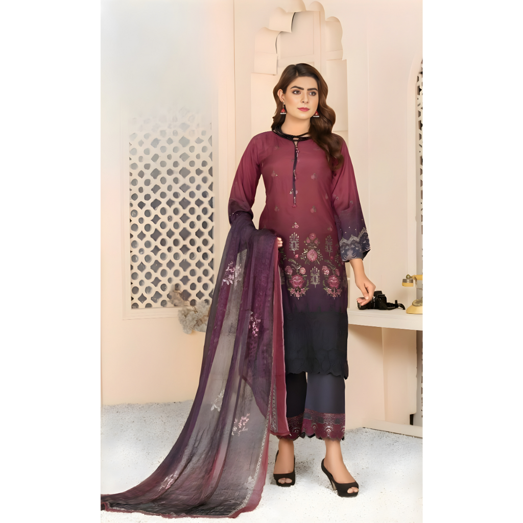 Dziris Plum Eclipse Bamber Viscose 3-Piece Suit