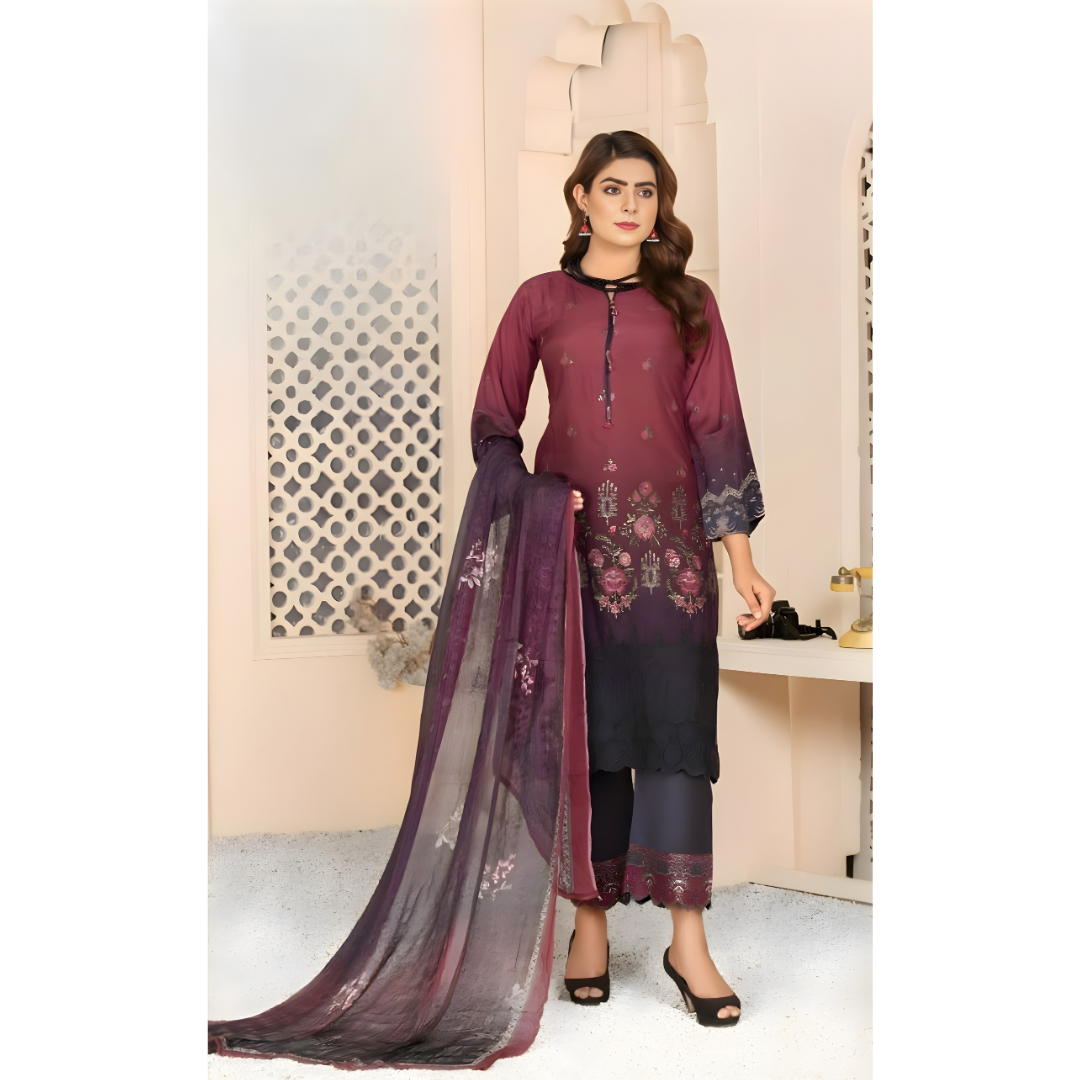 Dziris Plum Eclipse Bamber Viscose 3-Piece Suit