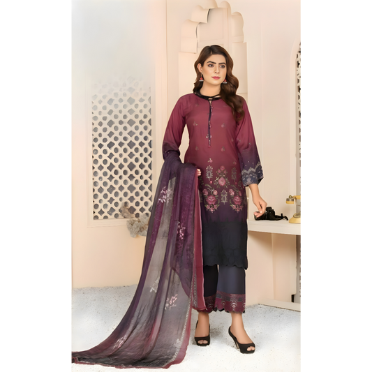 Dziris Plum Eclipse Bamber Viscose 3-Piece Suit